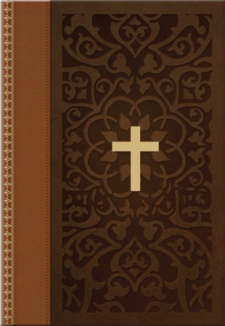 KJV Large Print Compact Bible, Brown/Tan LeatherTouch