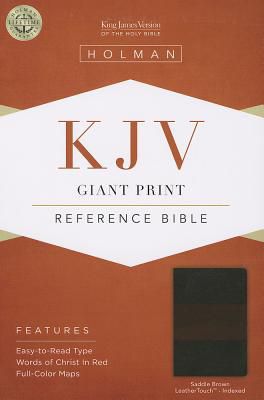 KJV Giant Print Reference Bible, Saddle Brown LeatherTouch Indexed