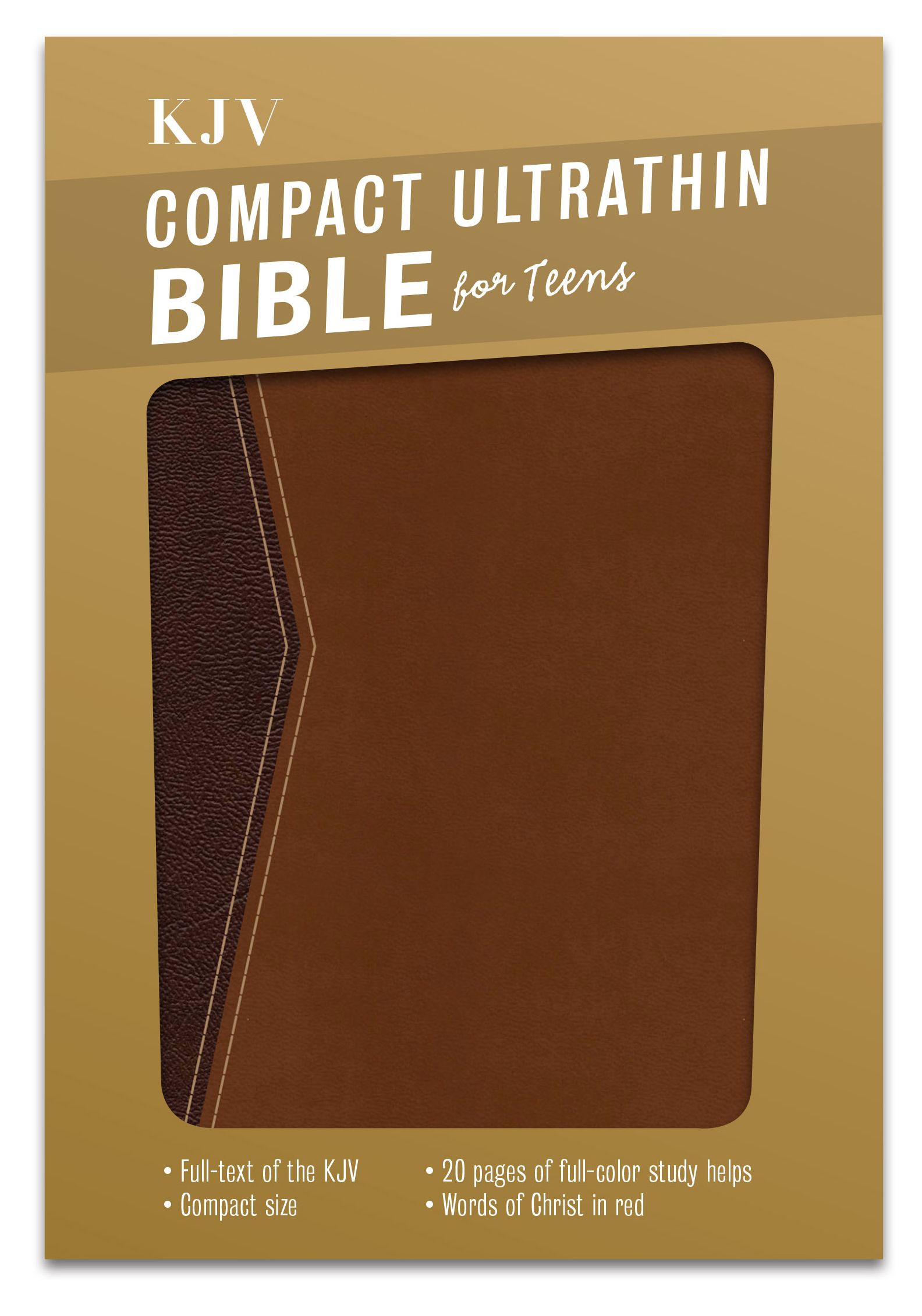 KJV Compact Ultrathin Bible for Teens, Walnut LeatherTouch