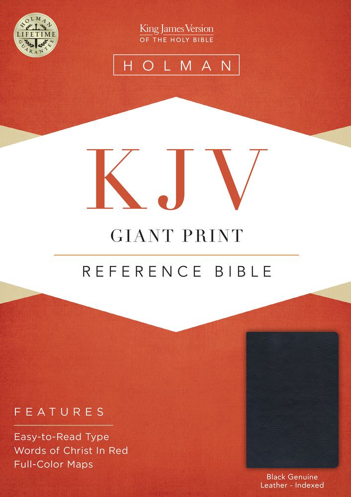 KJV Giant Print Reference Bible, Black Genuine Leather Indexed