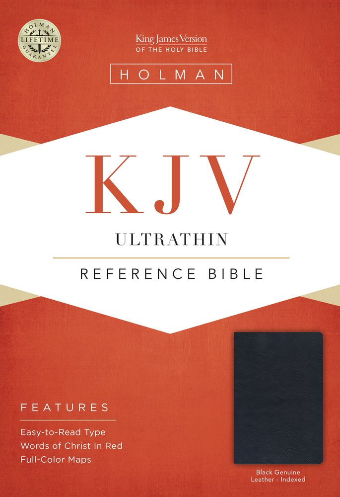 KJV UltraThin Reference Bible, Black Genuine Leather Indexed
