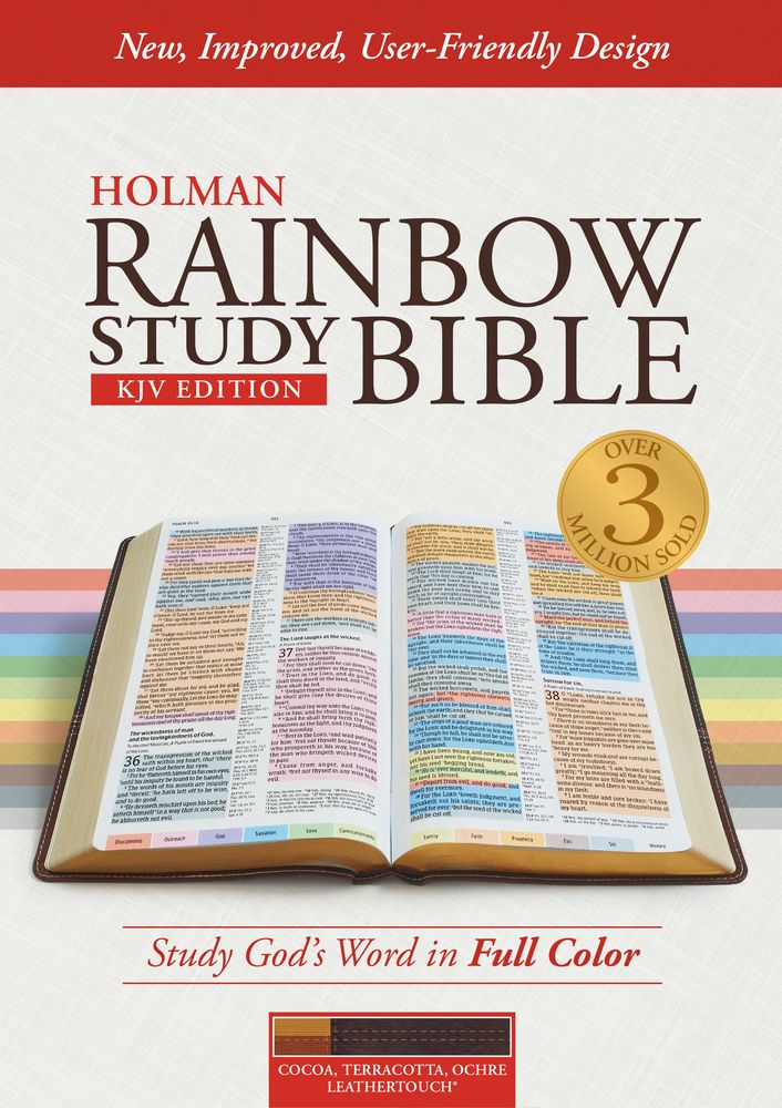 KJV Rainbow Study Bible, Cocoa/Terra Cotta/Ochre LeatherTouch, Indexed