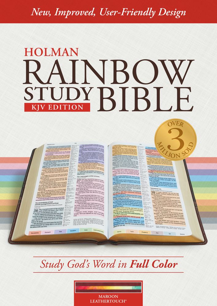KJV Rainbow Study Bible, Maroon LeatherTouch, Indexed