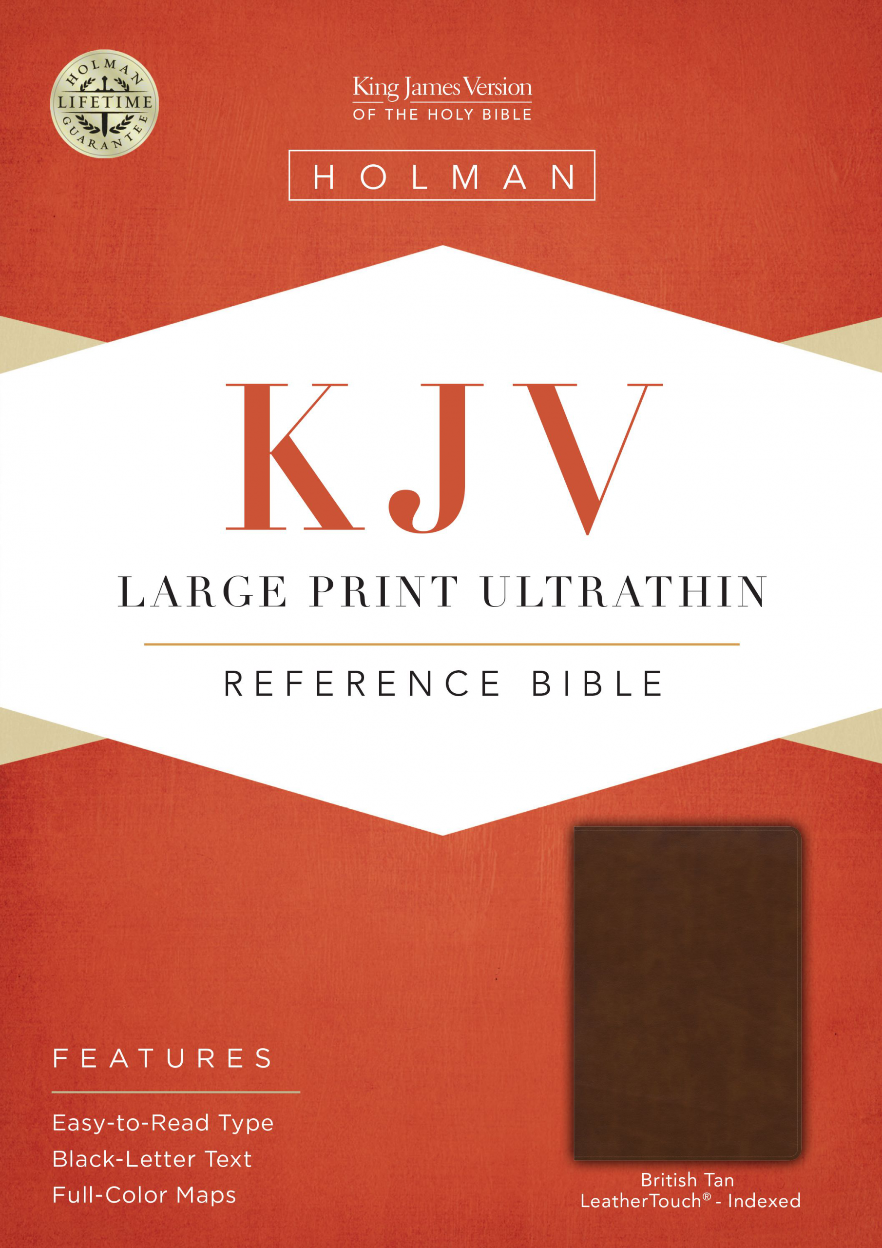 KJV Large Print Ultrathin Reference Bible, British Tan LeatherTouch, Indexed, Black Letter Edition
